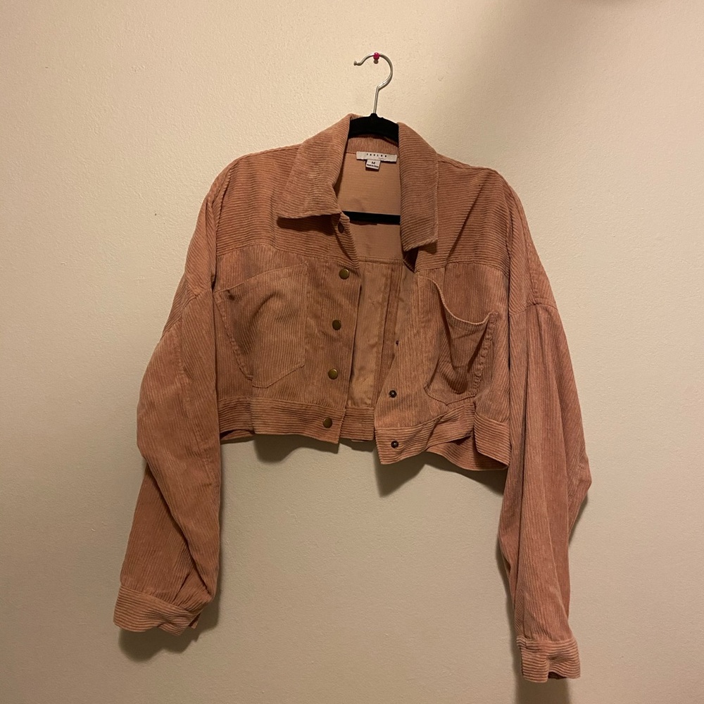 pink corduroy crop jacket